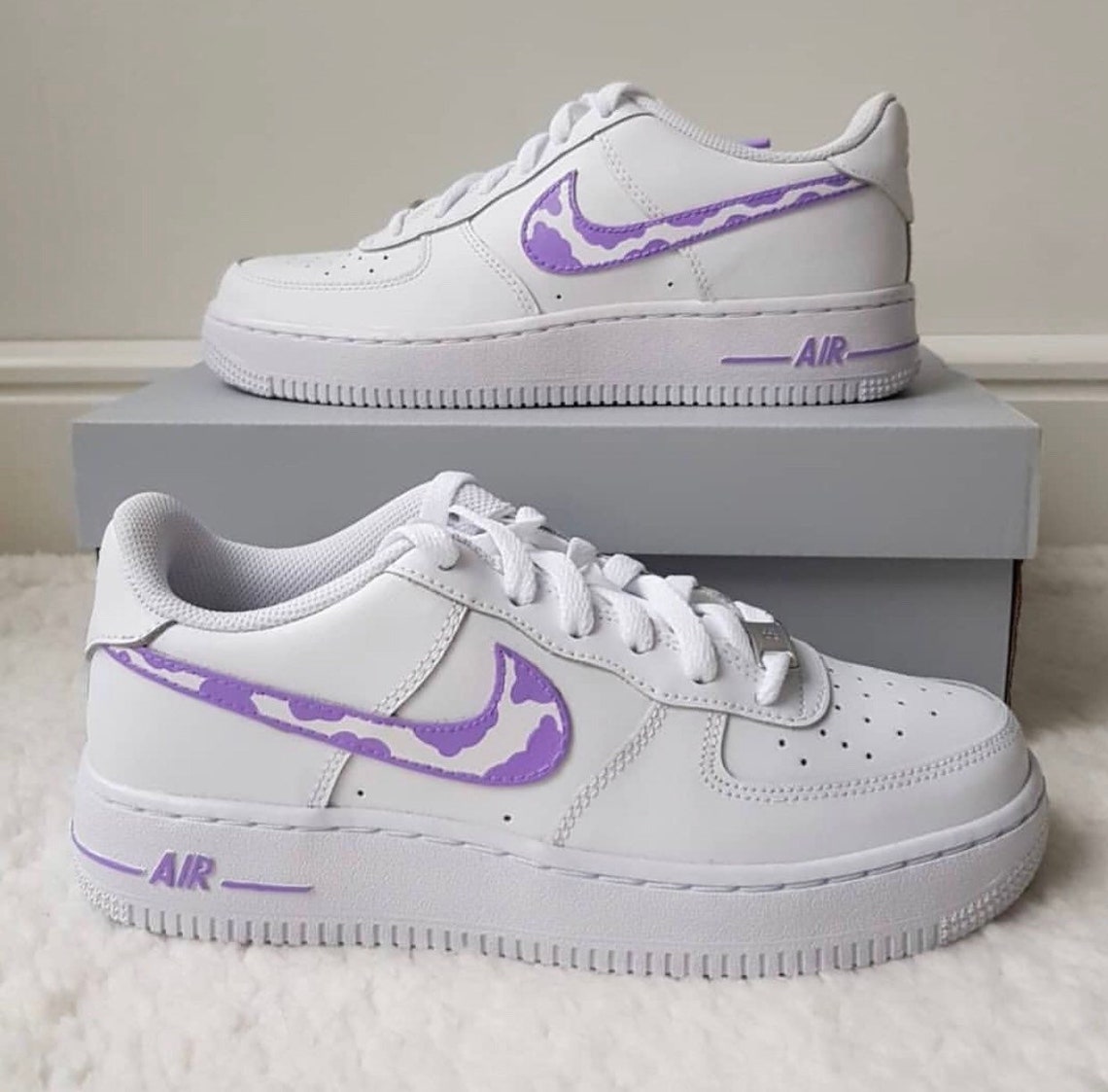 Custom Nike Air Force One Custom Purple Cow Print Nike | Etsy