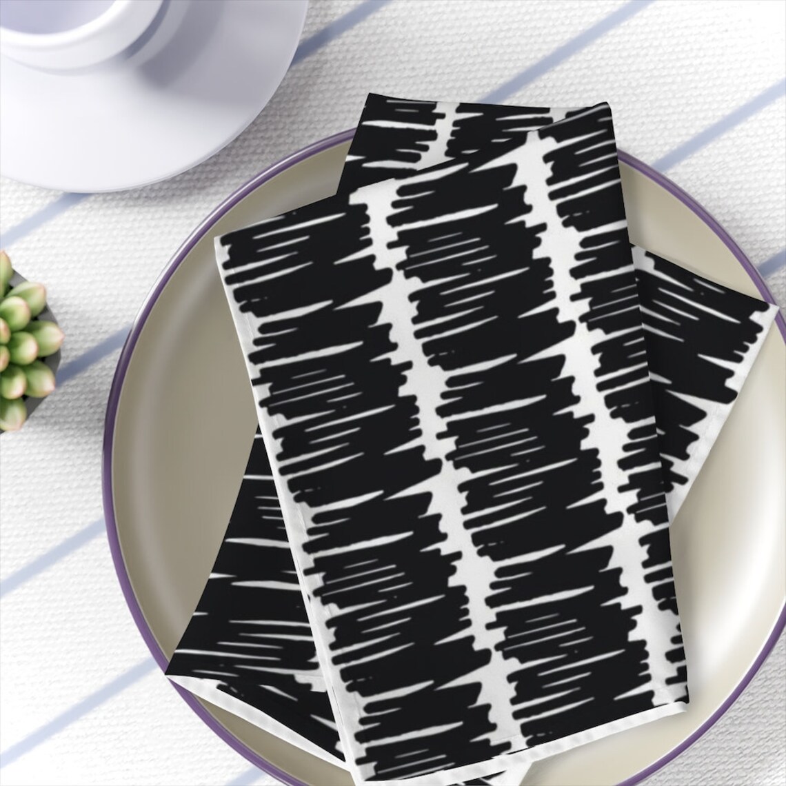Black and White Cloth Napkins Set of 4 Ultra Modern Etsy