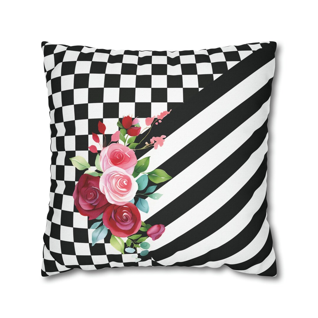 Black and White Check Pillow COVER Maximalist Cushion Cover Designer