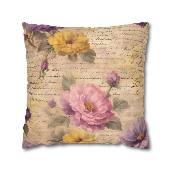 Shabby Chic Floral Pillow COVER Pink and Gold Rococo Floral Cushion Cover Designer Pillow French Country Purple Floral Pillow Home Gift