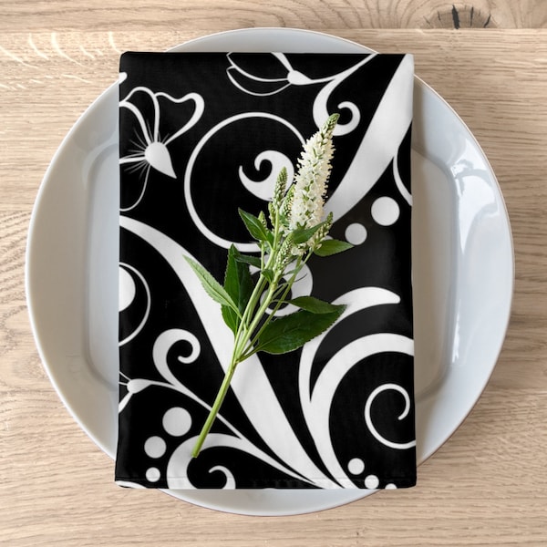 Black White Napkins Etsy