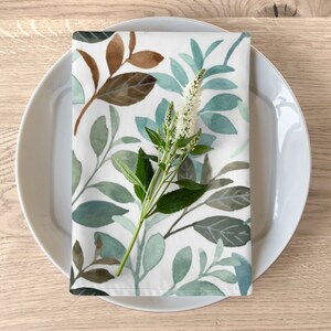 Botanical Print Cloth Napkins, Set of 4, Sage Green, Teal and White ...
