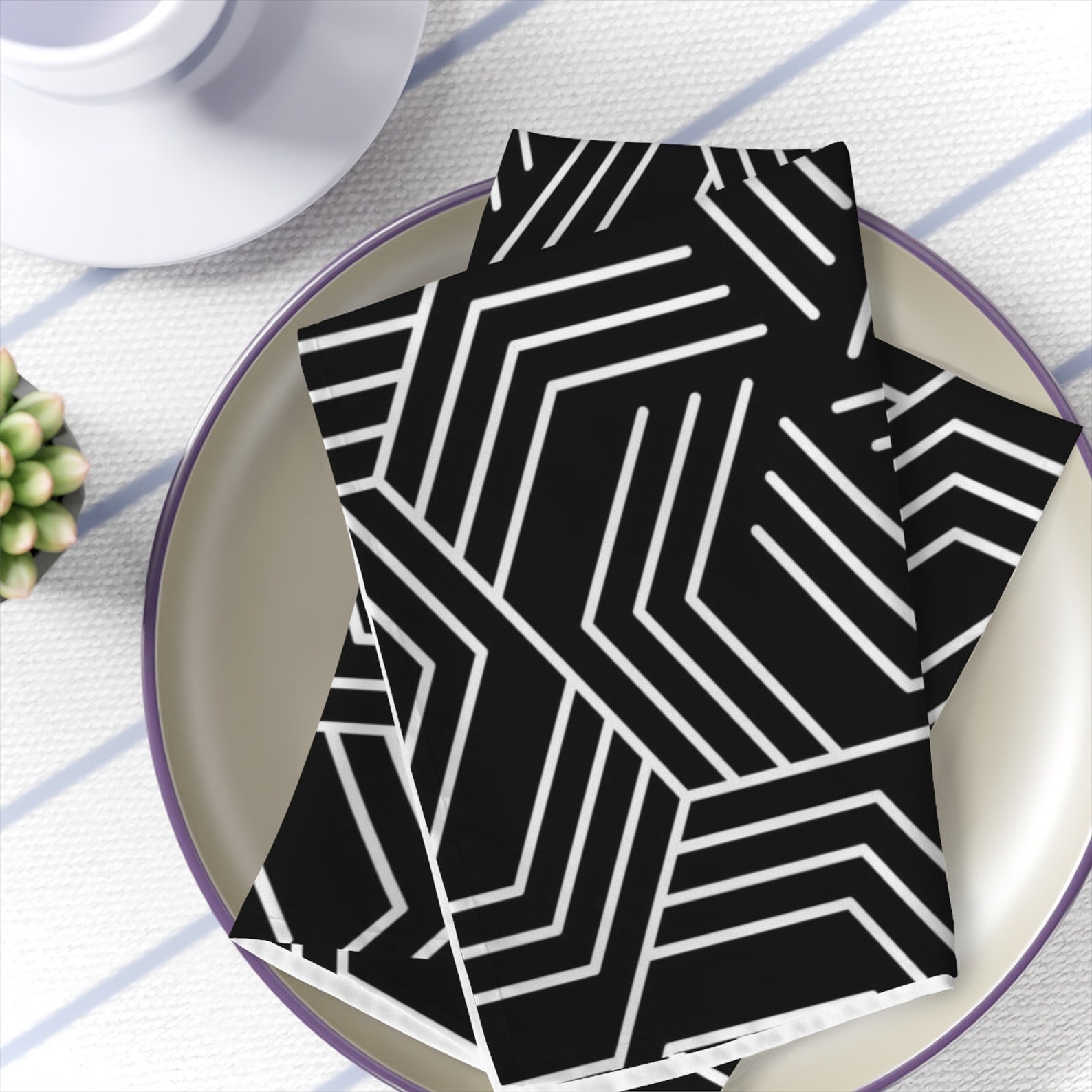 Black and White Modern Cloth Napkins Set of 4 Ultra Modern - Etsy
