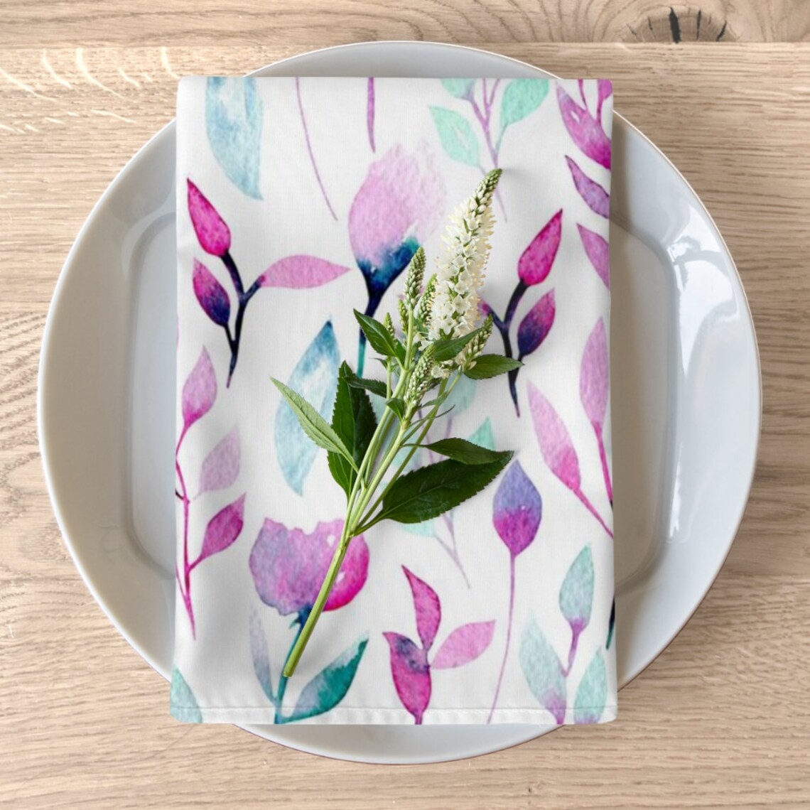 Botanical Print Cloth Napkins Lavender and White Floral Print Etsy