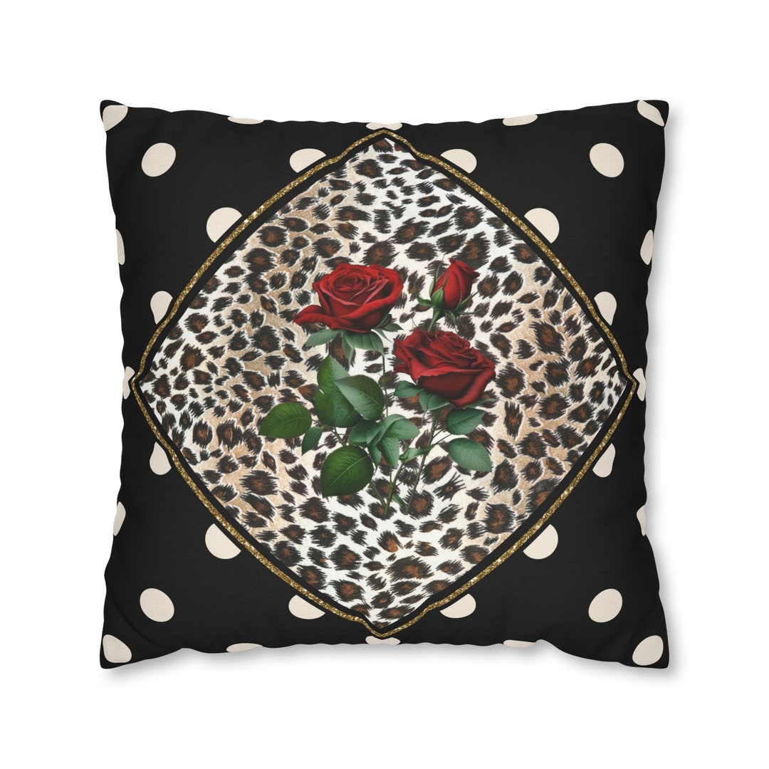 Cheetah Print Pillow COVER Black and Cream Polka Dot Etsy Australia