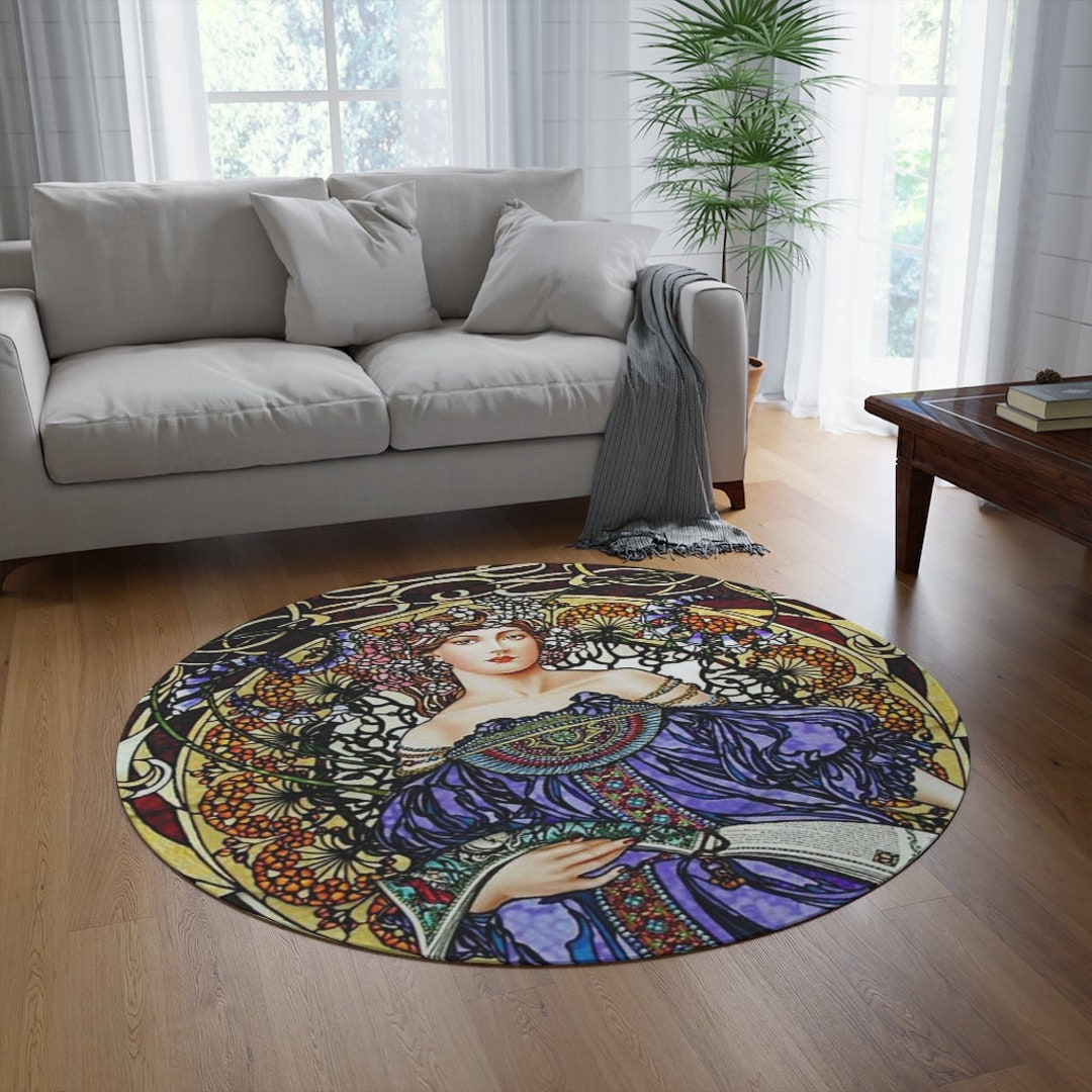 Round Art Nouveau Area Rug Art Deco Area Rugs Witchy Rugs Etsy