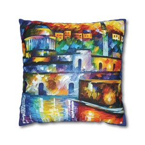 Jewish Pillow COVER Leonid Afremov Inspired Abstract Jerusalem Cushion Cover Faux Suede Israeli Inspired Pillows Jewish Home Decor Home Gift