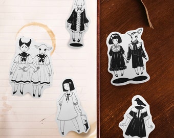 FOREVER and EVER creepy but cute friends together and alone stickers