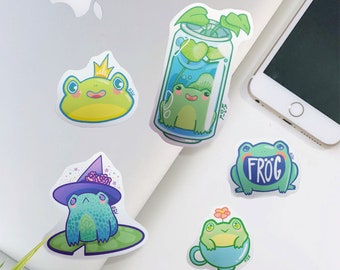FROG WATERPROOF STICKERS froggie cute