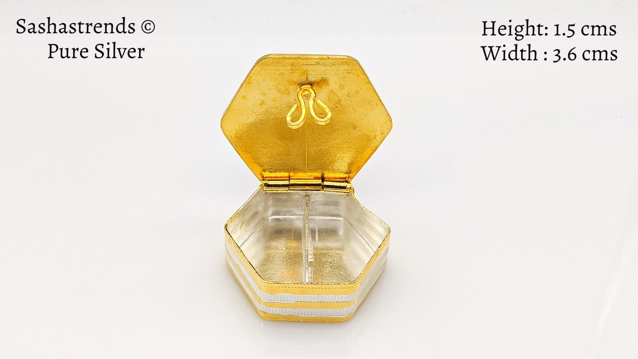 Pure Silver Flower Hexagon Shaped Kumkum Box With 2 Partition Etsy