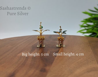 Tulasi plant with enamel - pure silver gift items- pooja items for home, return gift for navarathri,wedding and housewarming