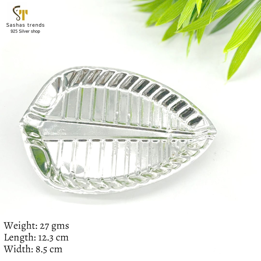Silver Banana Leaf Plate Etsy