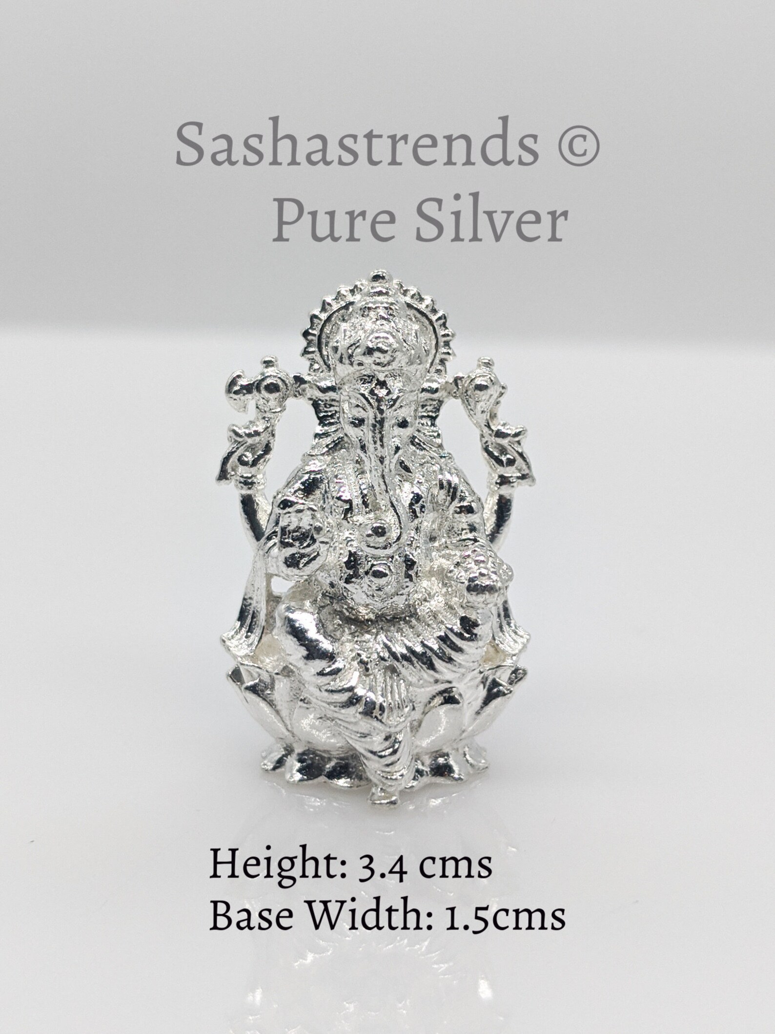 Ganesha idol seated on lotus pure silver gift items silver | Etsy