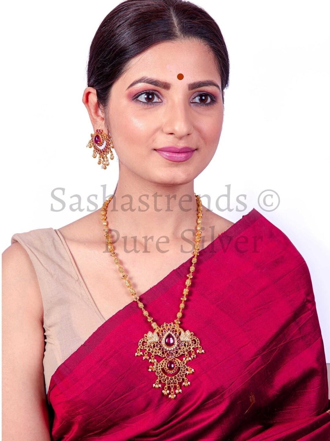 Sterling Silver Necklace Red Stone Necklace pure Silver Etsy