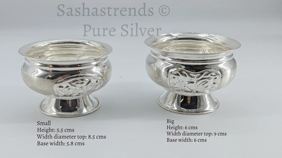 純銀製の花が彫られたボウルとベーススタンド - ギフトアイテム - 家庭  