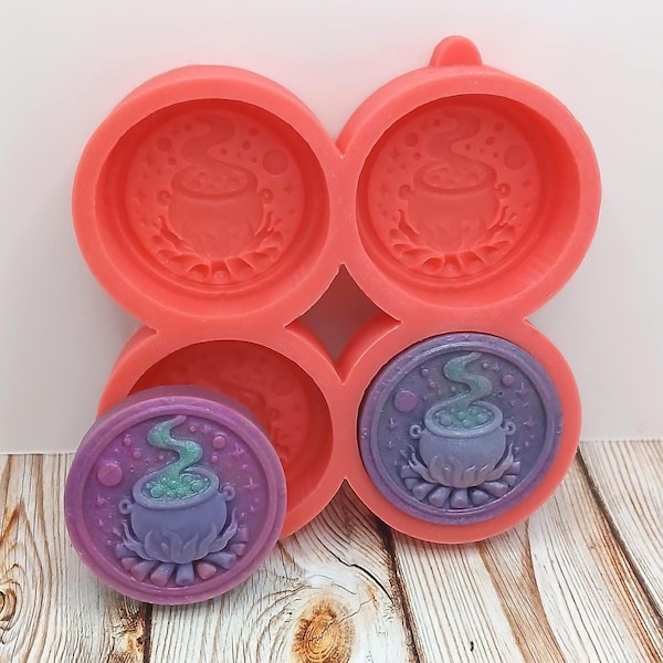 Halloween Cauldron Witch Spell 4 Cavity Silicone Mould