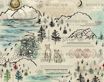 Mountain Trail Repeat Pattern • 24x24” • Half-Brick Repeat • Non Exclusive Design