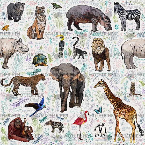 Zoo Day • 28x28” • Half-Brick Repeat • Non Exclusive Design