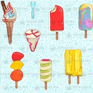 Mr Whippy Run-Wiederholungsmuster • Bubblegum • 16 × 16 ”• Nicht exklusive Farbe