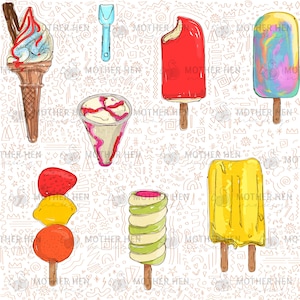 Mr Whippy Run Repeat Pattern • Coconut • 16×16”  • Non Exclusive Colourway