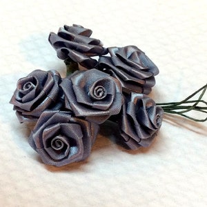 Vintage Antique Blue Rose Silk Flowers Bunch pack of 6   1 inch