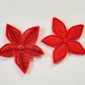Poinsettia Embroidered Felt Pack of 2  2x 2 inch