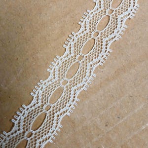 Ecru Lace Ribbon Insert, 11/16 Inch Cotton Trim - 2 Yards
