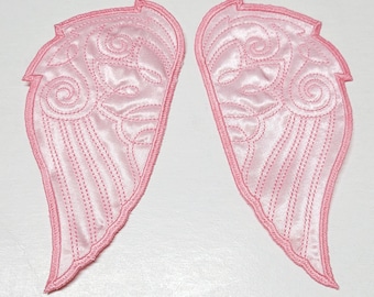 Angel Wings Embroidered Pair Satin Different Colors
