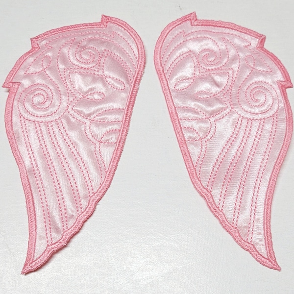 Angel Wings Embroidered Pair Satin Different Colors