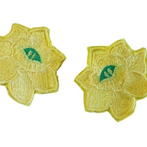 Daffodil Applique Set of 2, 2 Inch Embroidered Floral Patch