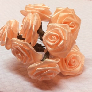 Vintage Apricot Rose Silk Flowers Bunch pack of 8 3/4 inch