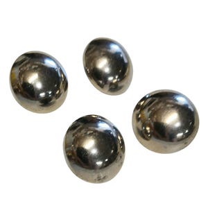 Vintage Buttons, Round Silver Dome Set of 4 for Sewing