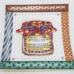 Vintage Applique Pumpkin Apple Butter Recipe Iron On Patch, 7 1/4 x 7 Inches