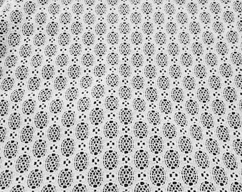 White Oval Design Lace Fabric, 16 Inches Wide by 1 Yard 30
