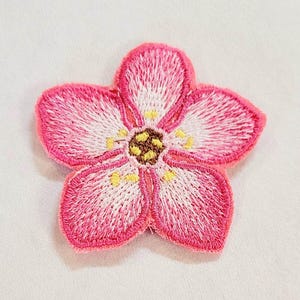Cherry Blossom Embroidered Applique, 2 Inch Floral Patch
