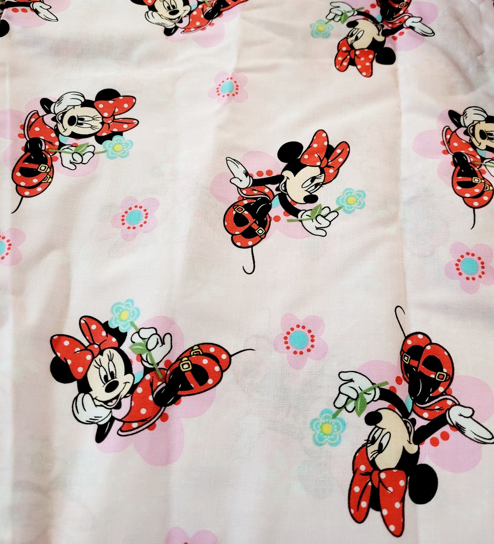 Minnie Mouse Flower Cotton Fabric 1 yard Etsy