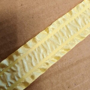 Yellow Ruffle Ribbon, Soft Satin 1 Inch Wide by 2 Yards