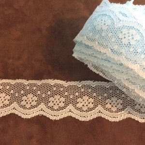 Light Blue Flower Small Lace Trim 1 1/8 inches 2 yards