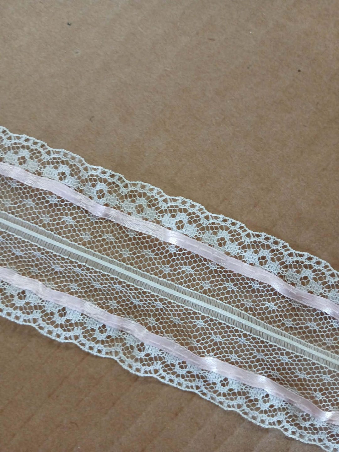 Vintage White Lace With Pink Ribbons 2 Inches Wide 1 Yard - Etsy