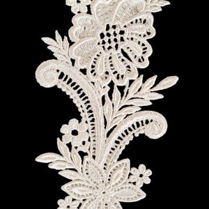 White Cotton Embroidered Flower Applique  6.5 x 3.5