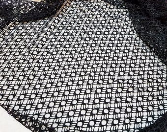 Black Lace Fabric with Silver Highlights, 68 Inches Wide 1 Yard