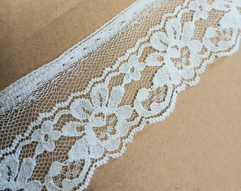 White Lace Floral Trim, 2 Inch Cotton Blend by the Yard