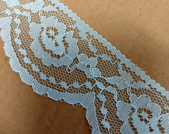 Vintage Lace Trim, Light Blue Floral Design, 2 Inch Wide, 2 Yards