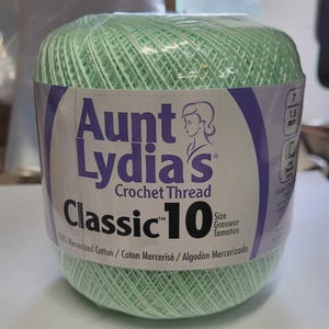 Aunt Lydia's Crochet Thread, Classic Size 10 in Mint Green, 350 Yards