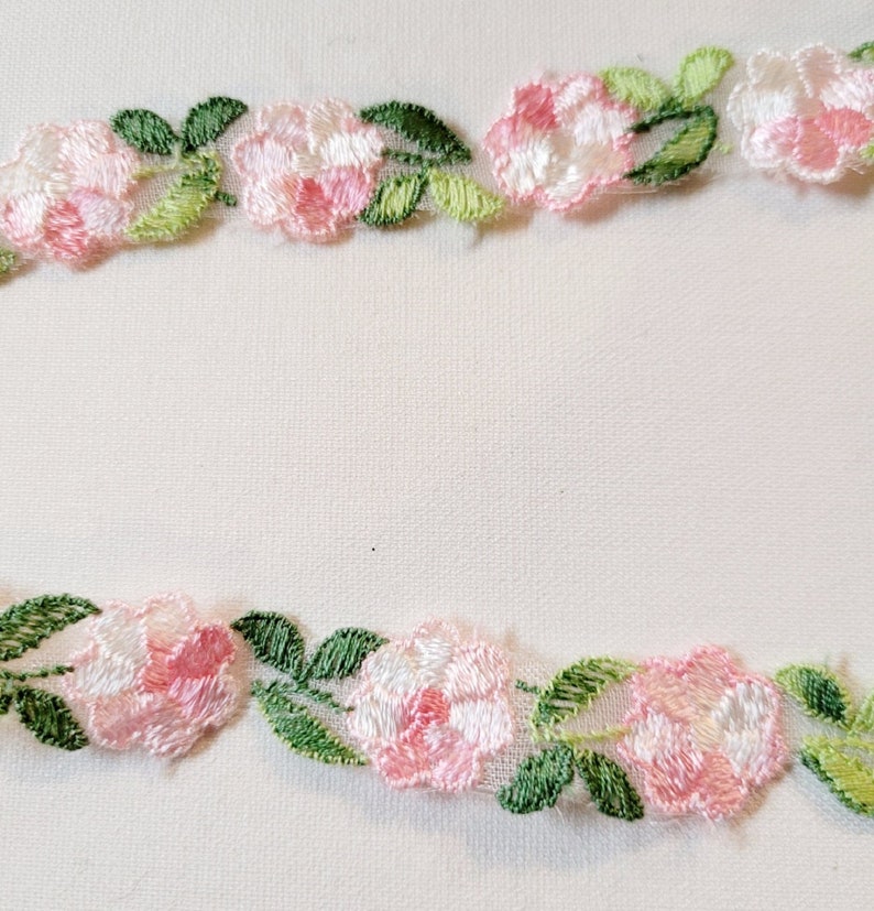 Vintage Embroidered Flower Trim 1/2 inch 1 yard Etsy