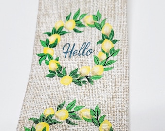 Lemon Ribbon, Linen Cotton Wired Printed for Wreaths and Crafts