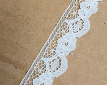 White Lace Trim, 3/8 Inch Cotton Blend, 2 Yards