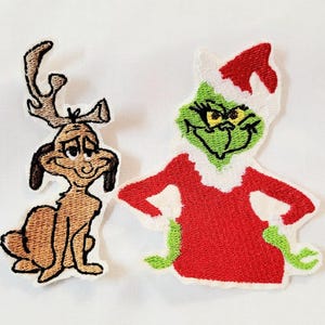 Holiday Patch Set Featuring Christmas Grouch and Dog