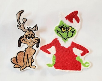 Holiday Patch Set Featuring Christmas Grouch and Dog