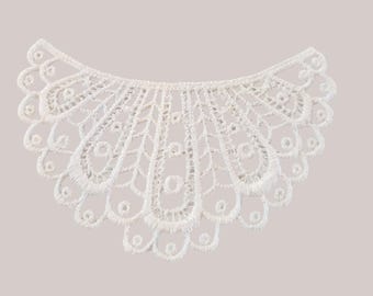 White Cotton Embroidered Applique  3.5 x 2